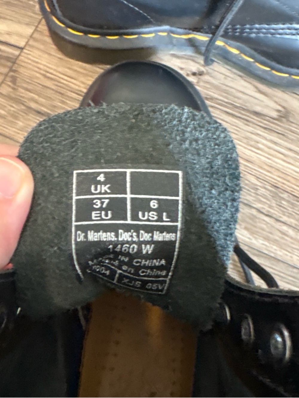 Dr. Martens Black Leather Lace-Up Boots with Yellow Stitching - Picture 4 of 4